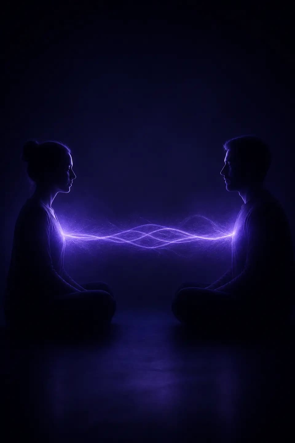 Two people connected through gentle light — anonymous human support