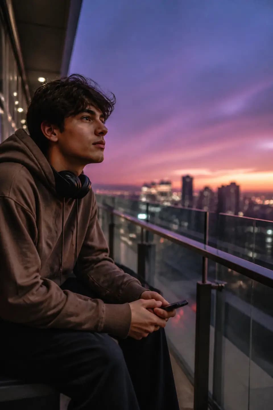 Person reflecting at dusk, ready to talk to someone